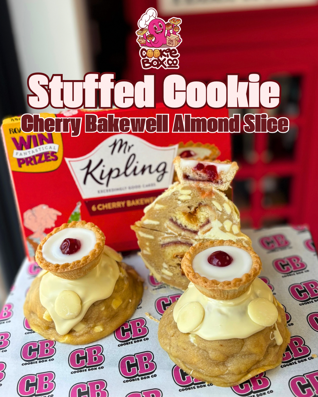 Cherry 🍒 Bakewell Stuffed Cookie