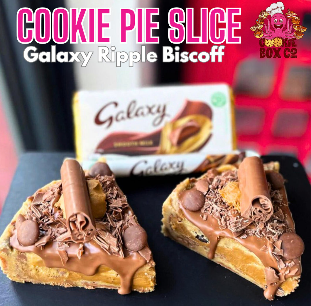 Galaxy Ripple Biscoff Cookie Dough Pie Slice