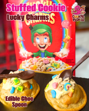 Load image into Gallery viewer, Lucky Charms Stuffed Cookie and Edible Spoon
